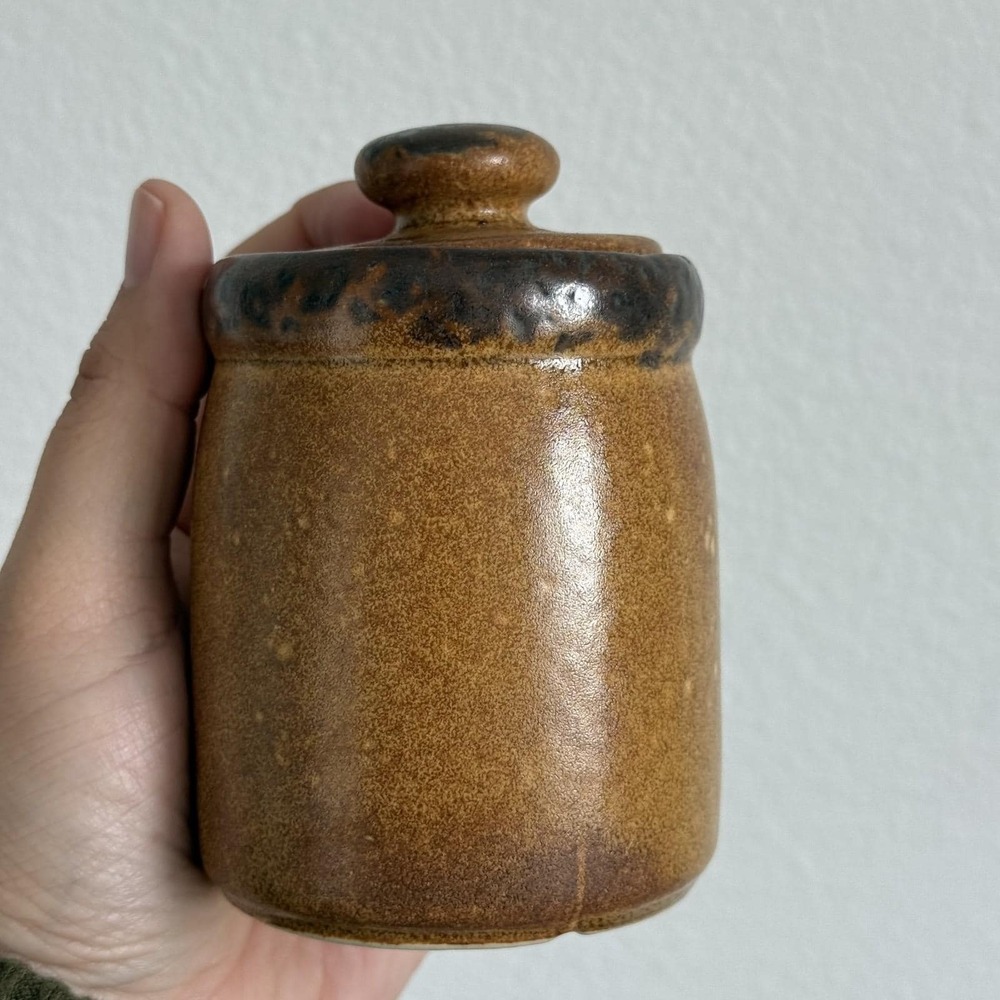Vintage McCoy Canyon Mesa Stoneware Sugar Bowl with Lid #1414, Rustic 1970s Art